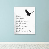 Overspoeld naar de rand God vangt of leert vliegen Canvas Afdruk (Insitu (Houten vloer))