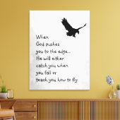 Overspoeld naar de rand God vangt of leert vliegen Canvas Afdruk (Insitu (Woonkamer))