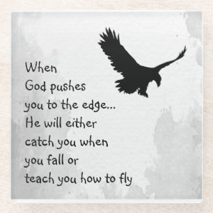 Overspoeld naar de rand God vangt of leert vliegen Glazen Onderzetter