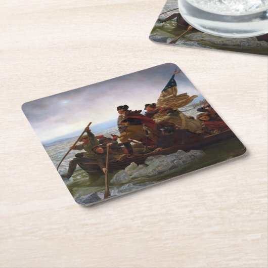 Oversteek Delaware 1776: Generaal George Washingto Kartonnen Onderzetters (Schuin)