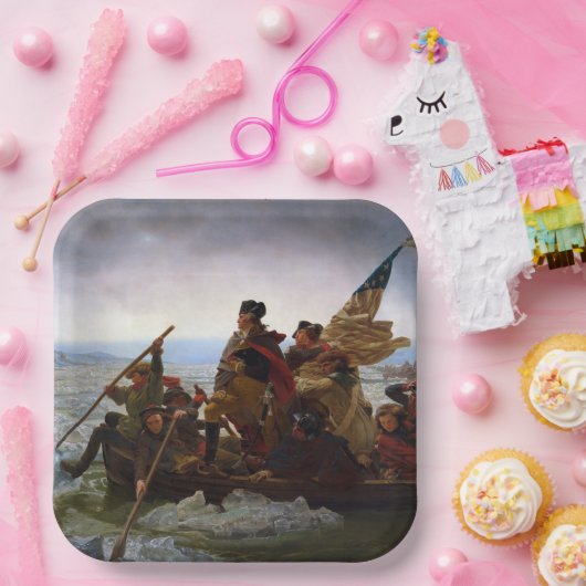 Oversteek Delaware 1776: Generaal George Washingto Papieren Bordje (Feest)