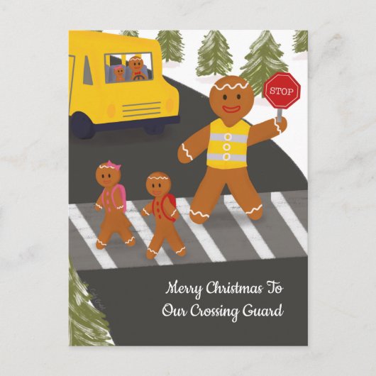 Overstekersbewaker Kerst Oversteek Assistent Post Briefkaart (Voorkant)