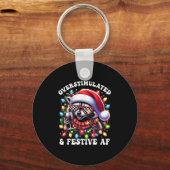 Overstimulated And Festive Af Feral Raccoon Lights Sleutelhanger (Voorkant)