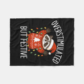 Overstimulated But Festive Christmas Racoon Men Wo Fleece Deken (Voorkant (Horizontaal))