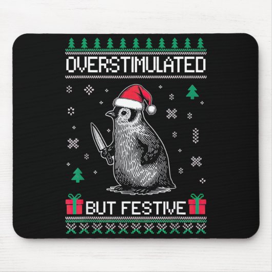 Overstimulated But Festive Christmas Ugly Penguin Muismat (Voorkant)
