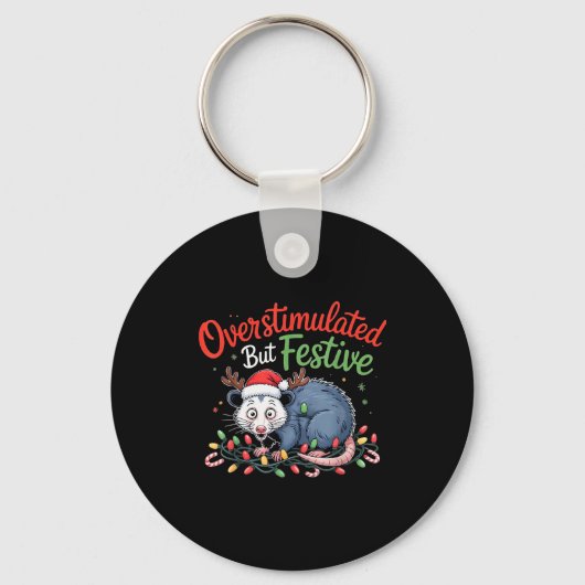 Overstimulated But Festive Funny Christmas Ossum U Sleutelhanger (Voorkant)