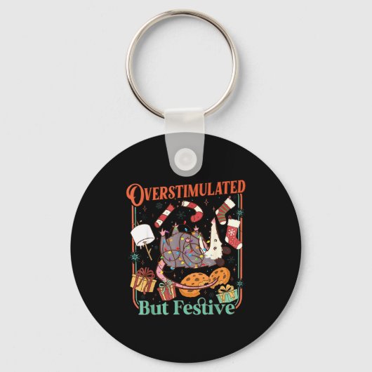 Overstimulated But Festive Funny Ossums Christmas  Sleutelhanger (Voorkant)
