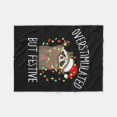 Overstimulated But Festive Funny Santa Raccoon Xma Fleece Deken (Voorkant (Horizontaal))