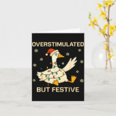 Overstimulated But Festive Goose Christmas Funny H Kaart (Gele Bloem)