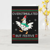 Overstimulated But Festive Goose Ugly Sweater Chri Kaart (Gele Bloem)