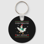 Overstimulated But Festive Goose Ugly Sweater Chri Sleutelhanger (Voorkant)