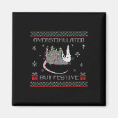 Overstimulated But Festive Opossum Ugly Sweater Ch Magneet (Voorkant)