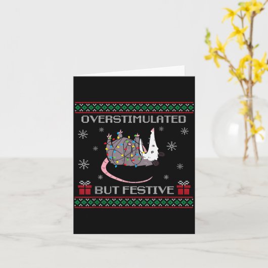 Overstimulated But Festive Ossum Christmas Tree Li Kaart (Gele Bloem)
