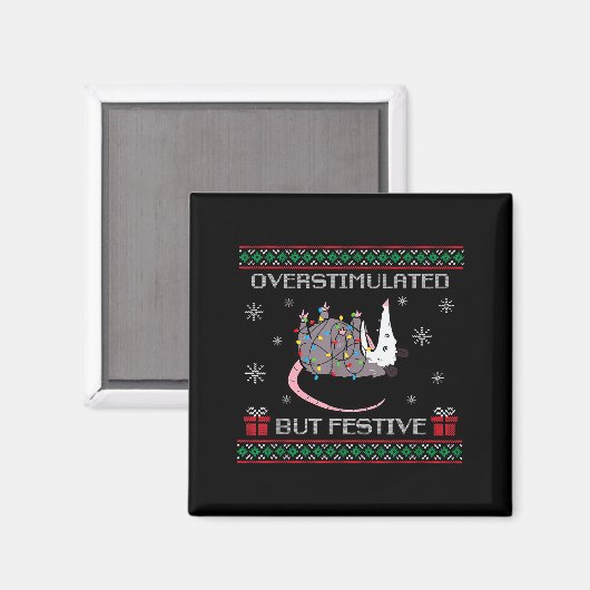 Overstimulated But Festive Ossum Christmas Tree Li Magneet (Voorkant / Achterkant)