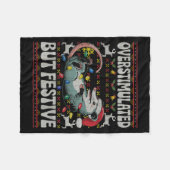 Overstimulated But Festive Ossum Christmas Ugly Sw Fleece Deken (Voorkant (Horizontaal))