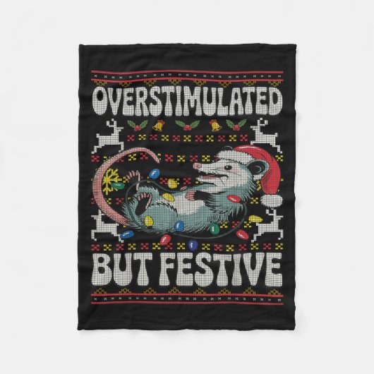Overstimulated But Festive Ossum Christmas Ugly Sw Fleece Deken (Voorkant)