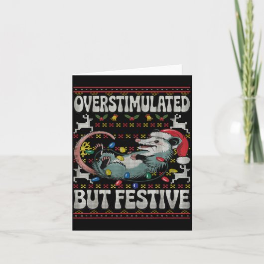 Overstimulated But Festive Ossum Christmas Ugly Sw Kaart (Voorkant)