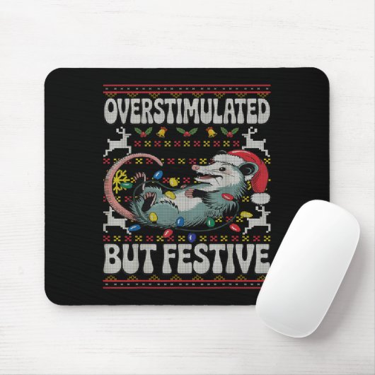 Overstimulated But Festive Ossum Christmas Ugly Sw Muismat (Met muis)