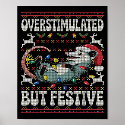 Overstimulated But Festive Ossum Christmas Ugly Sw Poster (Voorkant)