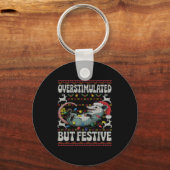 Overstimulated But Festive Ossum Christmas Ugly Sw Sleutelhanger (Voorkant)