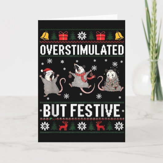Overstimulated But Festive Ossum Ugly Sweater Chri Kaart (Voorkant)