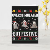 Overstimulated But Festive Ossum Ugly Sweater Chri Kaart (Gele Bloem)