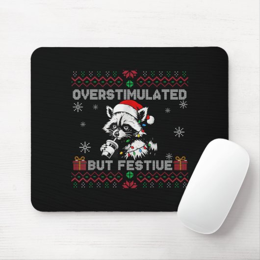 Overstimulated But Festive Ossum Ugly Sweater Chri Muismat (Met muis)