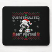 Overstimulated But Festive Ossum Ugly Sweater Chri Muismat (Voorkant)