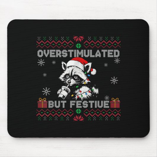 Overstimulated But Festive Ossum Ugly Sweater Chri Muismat (Voorkant)