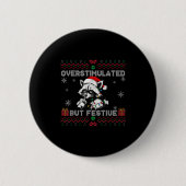 Overstimulated But Festive Ossum Ugly Sweater Chri Ronde Button 5,7 Cm (Voorkant)