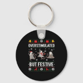 Overstimulated But Festive Ossum Ugly Sweater Chri Sleutelhanger (Voorkant)