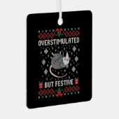 Overstimulated But Festive Possum Christmas Funny Metalen Ornament (Voorkant Rechts)