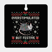 Overstimulated But Festive Possum Christmas Funny  Metalen Ornament (Voorkant)