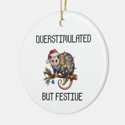 Overstimulated But Festive Possum  Keramisch Ornament (Links)