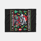 Overstimulated But Festive Raccoon Christmas  Fleece Deken (Voorkant (Horizontaal))