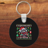 Overstimulated But Festive Raccoon Christmas  Sleutelhanger (Voorkant)