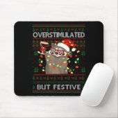 Overstimulated But Festive Raccoon Ugly Sweater Ch Muismat (Met muis)