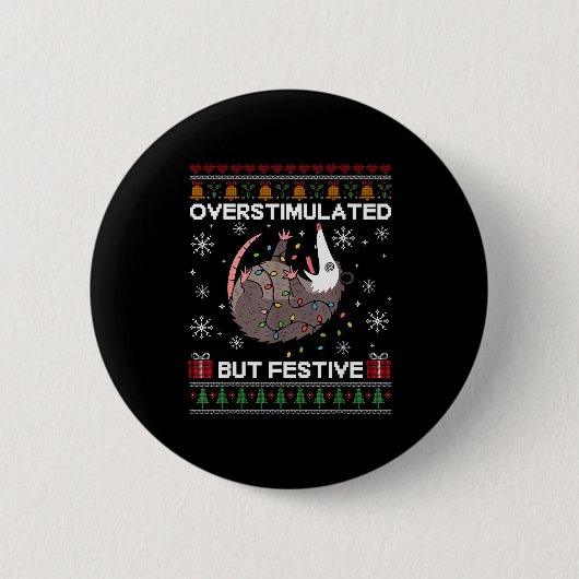 Overstimulated But Festive Ssum Christmas For Men Ronde Button 5,7 Cm (Voorkant)