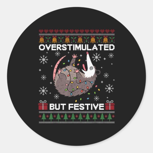 Overstimulated But Festive Ssum Christmas For Men  Ronde Sticker (Voorkant)