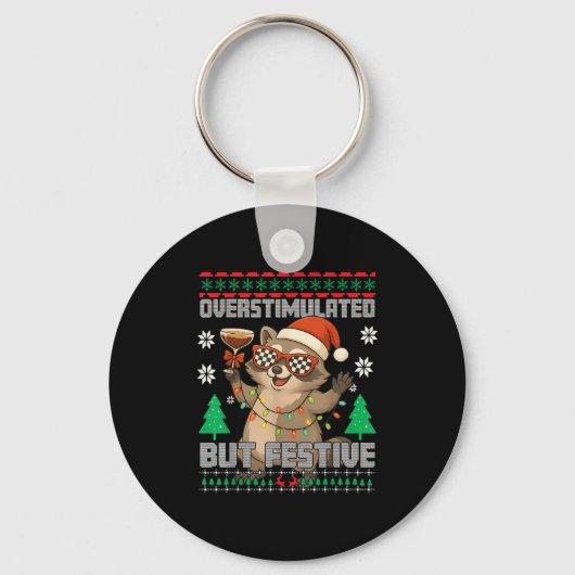 Overstimulated But Festive Ssum Ugly Christmas Rac Sleutelhanger (Voorkant)