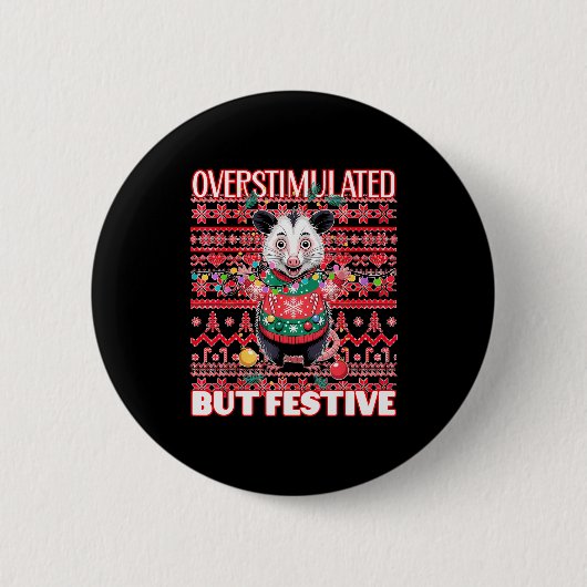 Overstimulated But Festive Ugly Xmas  Ronde Button 5,7 Cm (Voorkant)