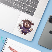 Overstimulated Chaos Bear Burnout Coffee Sticker (Laptop met iPhone)