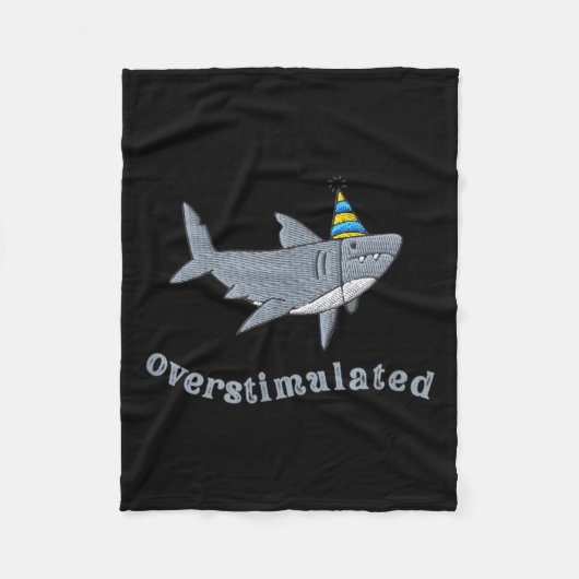 Overstimulated Hat Shark Funny Birthday,men,women  Fleece Deken (Voorkant)