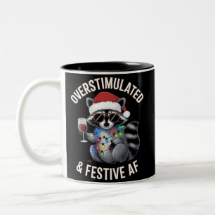 Overstimulatie & Feestelijk AF Wasbeer Espresso Li Tweekleurige Koffiemok