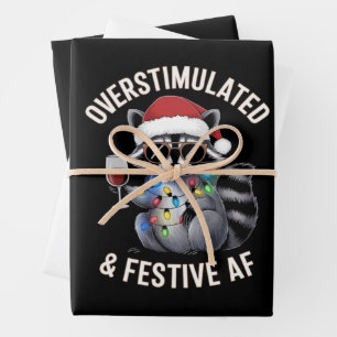 Overstimulatie & Feestelijke AF Wasbeer Espresso L Inpakpapier Vel