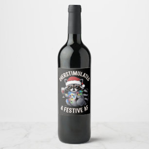 Overstimulatie & Feestelijke AF Wasbeer Espresso L Wijn Etiket