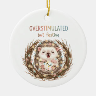 Overstimulatie Maar Feestelijke Egel Keramisch Ornament