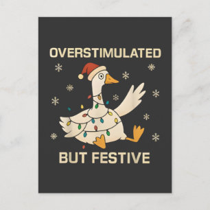 Overstimulatie Maar Feestelijke Kerstgans Xmas Uitnodiging Briefkaart