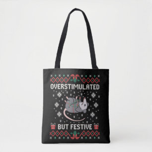 Overstimulatie Maar Feestelijke Possum Kerst Grapp Tote Bag