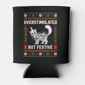 Overstimulerd Maar Feestelijk Lelijke Kerstkat Blikjeskoeler (Voorkant)